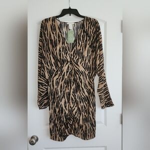 H&M Animal Print Mini Dress - Black and Tan